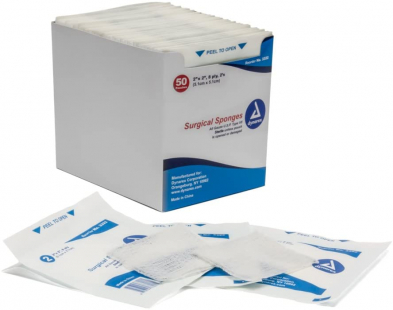 EM-6624-0002 2"x2", 8-ply Sterile Gauze Sponge, 2/pk, 50pk/box