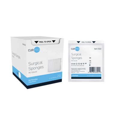EM-6624-0002 2"x2", 8-ply Sterile Gauze Sponge, 2/pk, 50pk/box