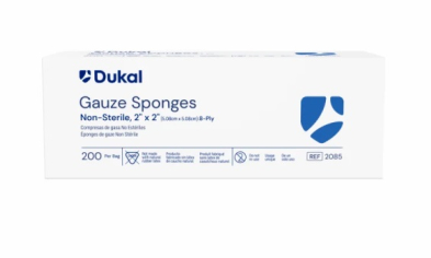 EM-6624-2085 2"x2", 8-ply NS Gauze Sponge 200/bag