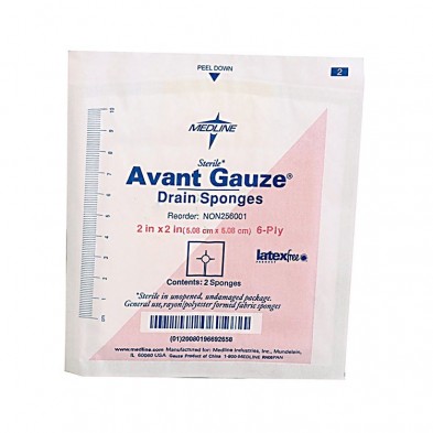 EM-6624-6001 Avant Drain Gauze w/split 2"x 2" 2/pack 35 packs/box