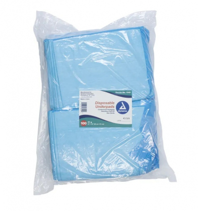 EM-7910-1342 Blue Underpads, Disposable 23"x 24" (31g) 200/cs, Dynarex