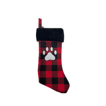 SPOT HOLIDAY Red/Black Plaid Pawprint Pet Stocking