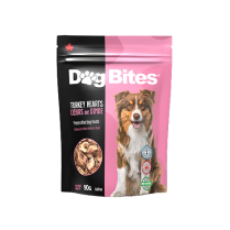 PIN Dog Bites FD Turkey Hearts Treats 90g (12) NEW