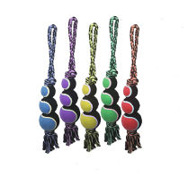 MULTIPET Toy Nuts for Knots - 2-Knot Rope Tug w/3 balls 18"