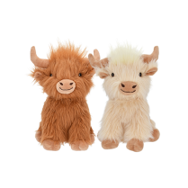 MULTIPET Toy Highland Cow Brown & Cream 8"