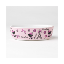 PETRAGEOUS I Love Paris Cat 7" Bowl Pink 2 cups