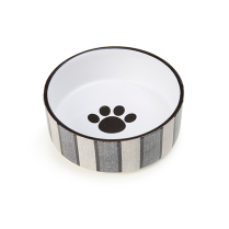 PETRAGEOUS Pinstripe Stoneware 5" Bowl Gray&Black 2 cups