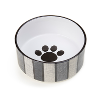 PETRAGEOUS Pinstripe Stoneware 6" Bowl Gray&Black 3.5 cups