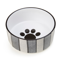 PETRAGEOUS Pinstripe Stoneware 7" Bowl Gray&Black 5.5 cups