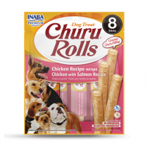 INA Churu Rolls DOG Ckn Wrap Ckn w/Salm 8pk CTN 6x3.36oz(8)*