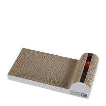 DEKI CloeCluzo CC7003 Cat Scratch Pad w Toy&Catnip WHT/BRN