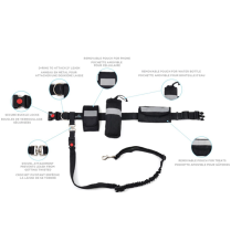 DEKI Pawtek PT3011 Waistbelt & Bungee Leash Combo BLK/GRY