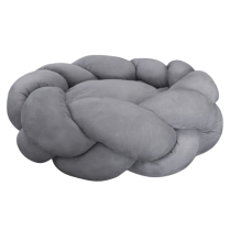 DEKI Gooeez GZ1046 Round Braided Suede Pet Bed 24x24" GRY