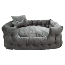 DEKI Gooeez GZ1047 Luxury Velour Pet Bed w Pillow 28x20" GRN