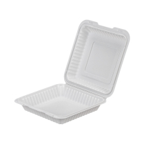 PP White Hinged Container 9x9x2.7" 150pcs/cs