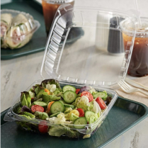 Anti-fog Clear Hinged PET Container 9x9x3" 200/cs