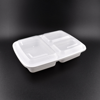 LRR 33oz 3-Compartment White Rectangle Meal Prep Containers (150/cs)