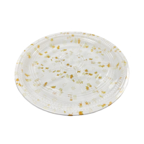 14" White Round Maple Leaf Plastic Sushi Party Tray 50set/cs