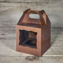4x4x4" Kraft Cupcake Paper Box with Window and Handle 50/pk