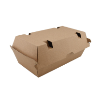 Kraft Corrugated Hinged vent hamburger Box 7x3.5x3&rdquo; 200/cs