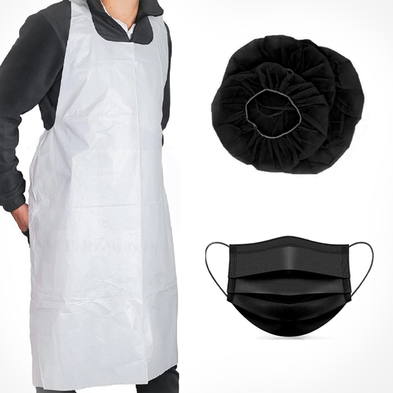 Disposable Apron, Disposable Protective Face Mask, Hairnet