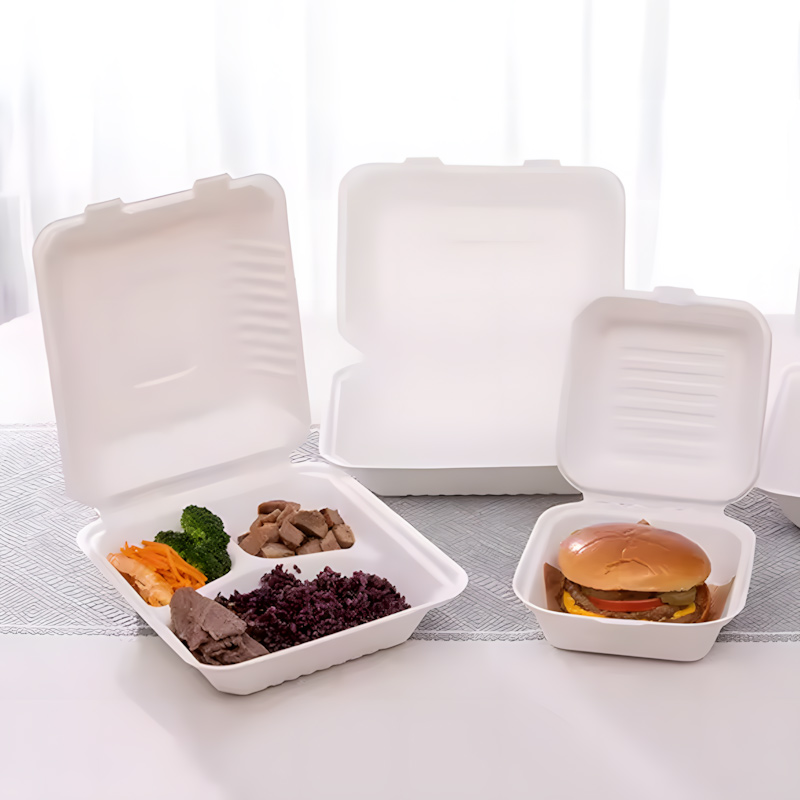 Plastic White Hinged Clamshell Food Containers