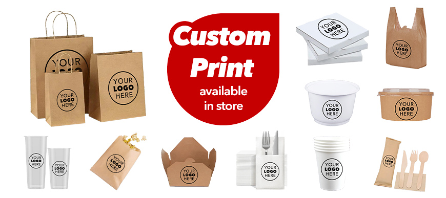 Custom-Printed Paper Bags and Pizza Boxes