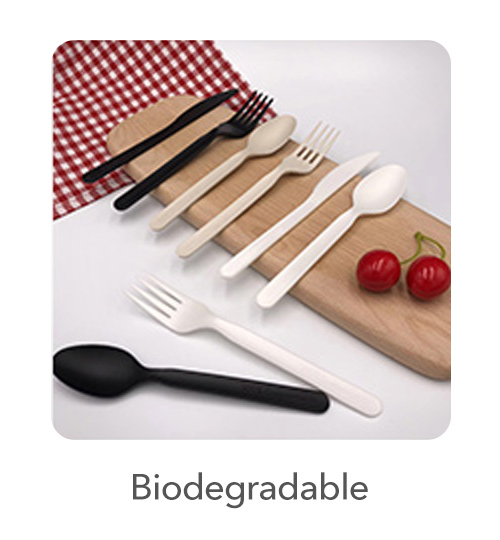 Biodegradable Cutlery: Our biodegradable utensils are crafted from eco-friendly materials such as cornstarch-based PLA (polylactic acid) and other plant-based resources. These utensils are designed to decompose naturally, reducing environmental impact and aligning with sustainable practices. They offer the durability required for various dining experiences, from casual to formal settings.