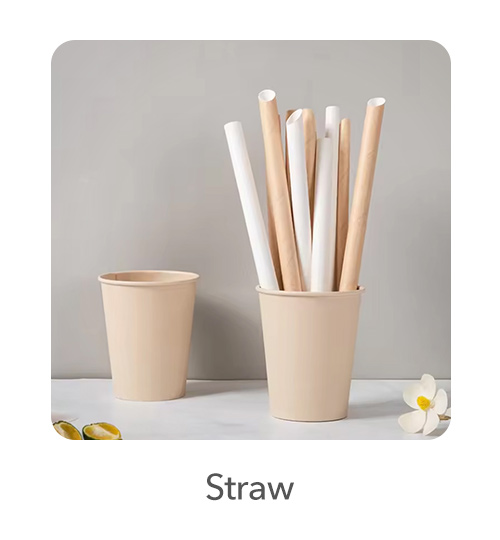 Straws: Our selection of eco-friendly straws includes options made from paper, bamboo, and PLA. These straws are designed to provide a sustainable alternative to traditional plastic straws, catering to both cold and hot beverages. They are available in various sizes and styles to suit different drink types and customer preferences.