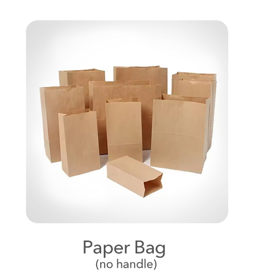 Paper Bags without Handles: Sleek and versatile, these handle-less paper bags are perfect for packaging food items, small merchandise, or as inner packaging components. Their minimalist design offers a clean presentation.