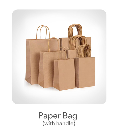 Paper Bags with Handles: Crafted from sturdy materials, these bags provide a reliable and eco-friendly option for carrying goods. The added handles ensure convenience, making them ideal for retail purchases, gift packaging, and more.