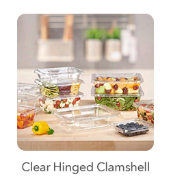 Clear Hinged Clamshell Containers: Perfect for showcasing your culinary creations, the clear design enhances product visibility, making them suitable for salads, desserts, and more.