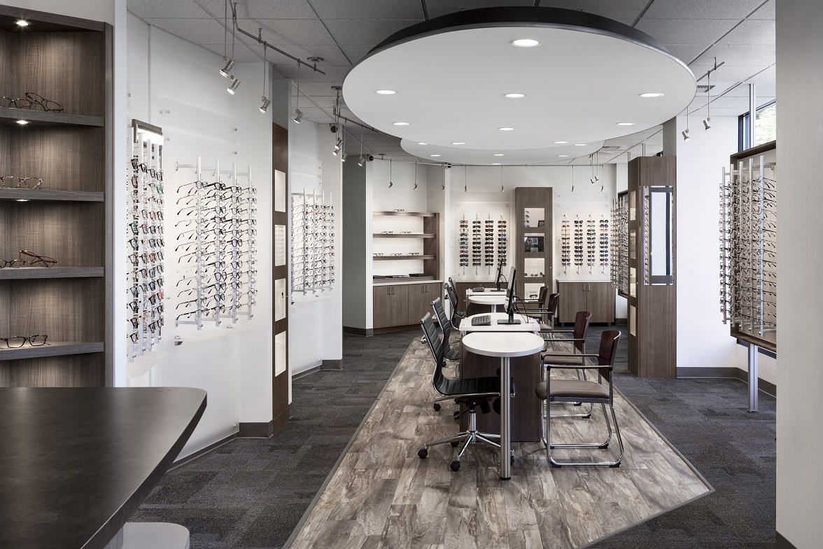 optical space design, modern eyewear clinic design, highest grossing retail optical stores, premium sunglass displays