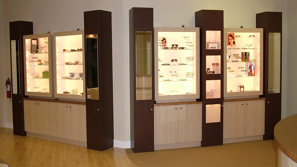 acrylic sunglass display, optical practice design, architectural space design, sunglass display rack, metal eyewear display, metal frame display, fashion optical displays