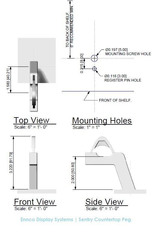 Ennco Display Systems Locking Countertop Peg System for Eyewear
