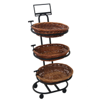 3 Tier Mobile Oval Cart with Clip and 3 Baskets