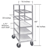 5 Shelf Universal Aluminum Mobile Platter Rack 33"L x 16"W x