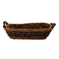 Two-Tone Rectangular Wicker Basket w/Handles- 20" x 16" x 5"