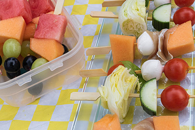 Picnic fruit salad skewers