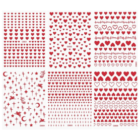Red Love Heart Nail Stickers Set 6pcs 18050