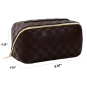 Vegan Leather Checkered Makeup Bag | BROWN 25928