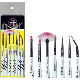 Berkeley 7 Style Nail Art Brush Set, Zebra Handle AB527-ZE