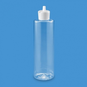 Clear Cylinder Bottles - 8 oz, Flip Top Cap 00618