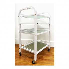 PI Beauty Trolley Glass Shelves White BT-018