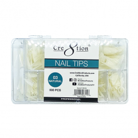 Cre8tion Nail Tips 500pcs 03 Natural Short Stiletto 15134