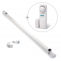 Barre de s&eacute;curit&eacute; ajustable pour porte coulissante et d&eacute;tecteur d'alarme sans fil pour portes et fen&ecirc;tres, blanc