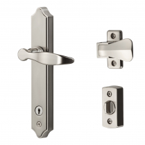ML Lever Set with Keyed Deadbolt (2 Posts, Satin Chrome)