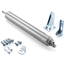 Kit ferme-porte l&eacute;ger pour porte temp&ecirc;te avec cha&icirc;ne anti-vent, argent