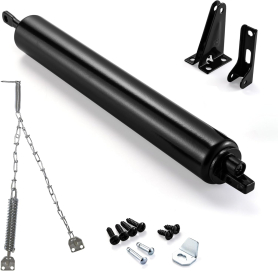 Kit ferme-porte l&eacute;ger pour porte temp&ecirc;te avec cha&icirc;ne anti-vent, noir