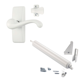 Kit de ferme-porte Heavy Storm avec poign&eacute;e &agrave; levier GL, blanc